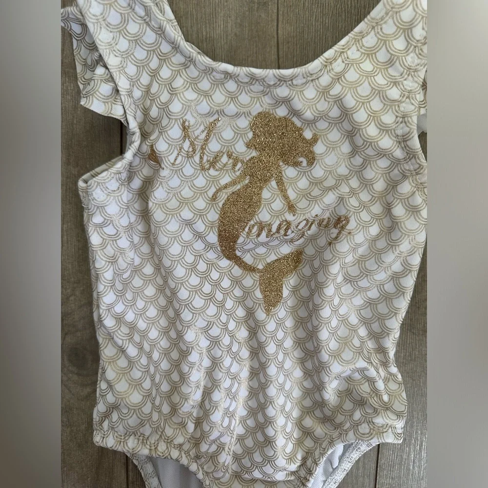 Penelope Mack 1 Pc Gold Fully Lined Mermaid Mermazing Swimsuit Size 24 Months